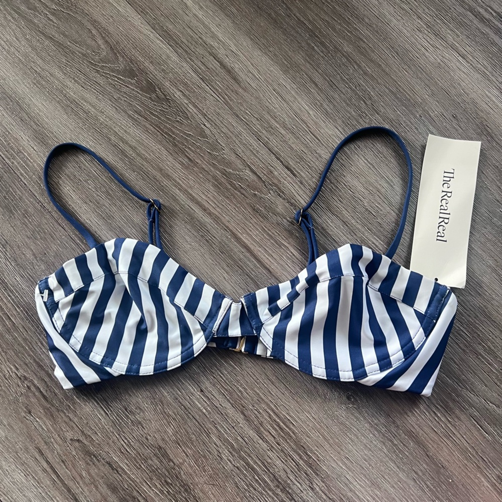 Agua Bendita Magdalena Rivera striped bikini top